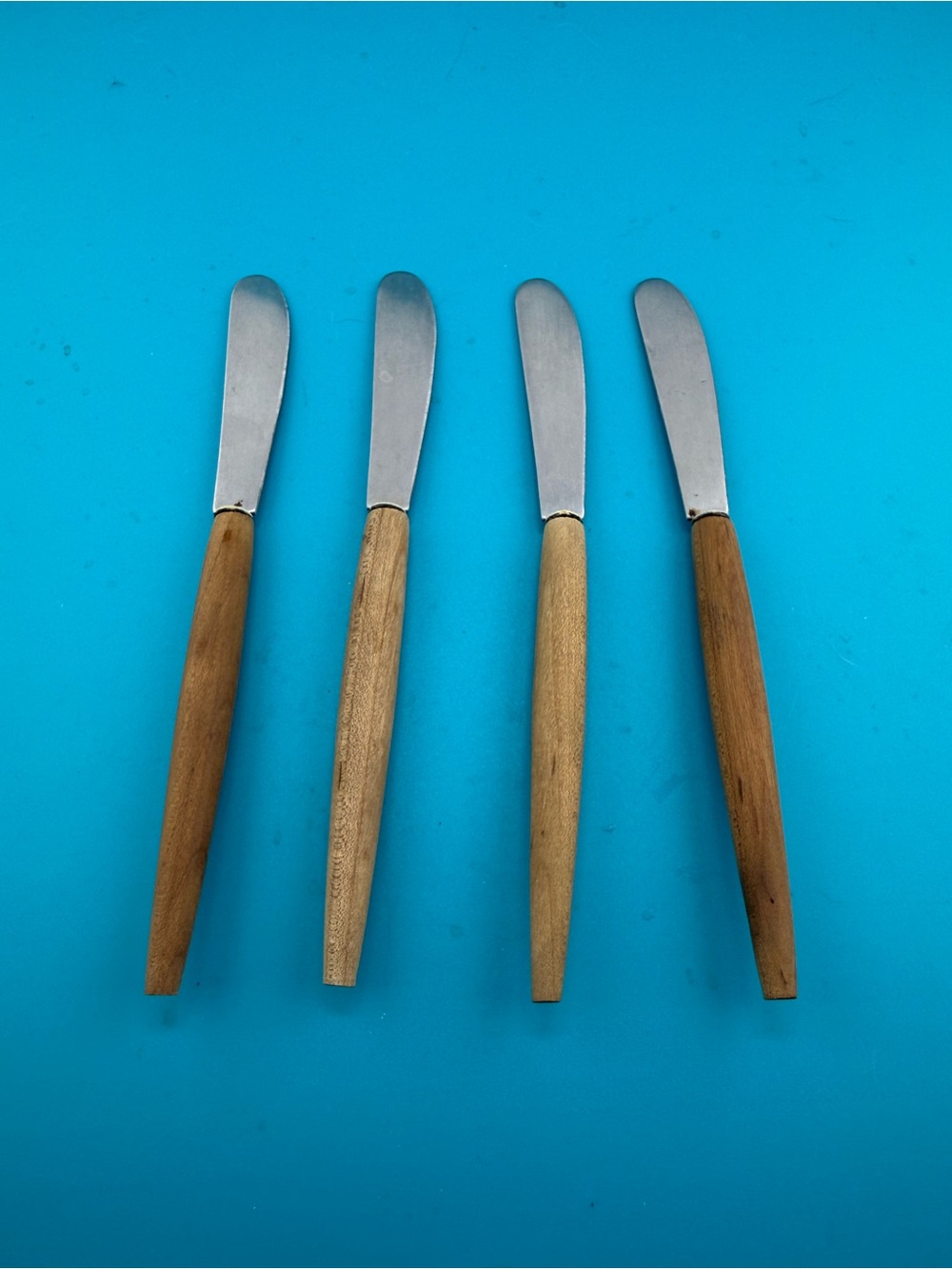 Vintage Japan Wood Handle Stainless Steel Spreaders Set of 4